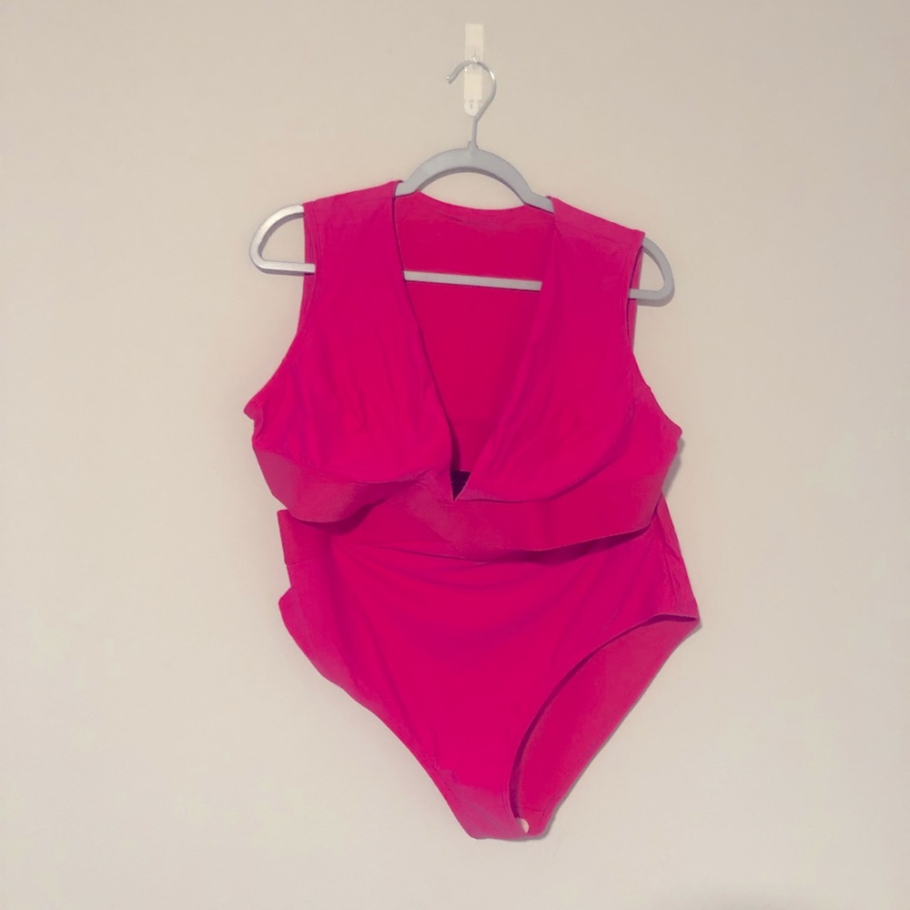 NWT Hot Pink Side Cut Out One Piece Swimsuit